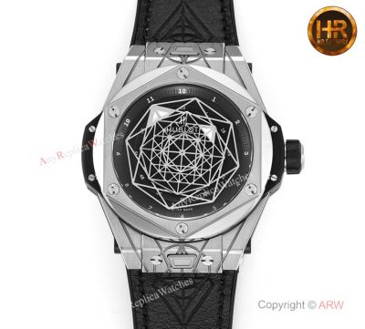 Swiss Quartz Hublot Big Bang Sang Bleu 45mm Black Skeleton Watch